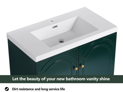 Contemporary Freestanding Bathroom Vanity With Resin Sink & Soft-Close Cabinet Doors