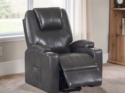 Recliner With Power Lift & Massage - Gunmetal