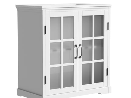 Modern Bathroom Vanity With Ceramic Sink, Tempered Blurred Glass Doors