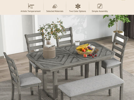 6 Piece Dining Table Set With Ergonomic Seating