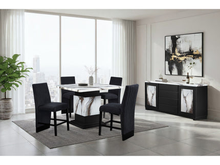 Sammi - Bar Table With And Pedestal Base - Black / White Print