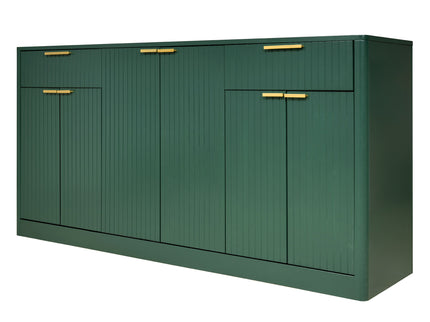 Large Fluted Buffet Sideboard, Wine Bar Storage Cabinet With 6 Doors & 2 Drawers