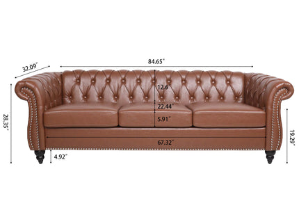Rolled Arm Chesterfield 3 Seater Sofa