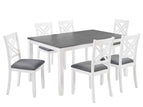 White / 7 Pc. Table, 6 Chairs