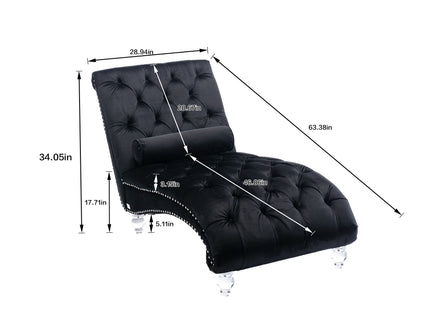 Chaise Lounge Indoor, Button Tufted Upholstered Chaise Lounge Chair With Pillow