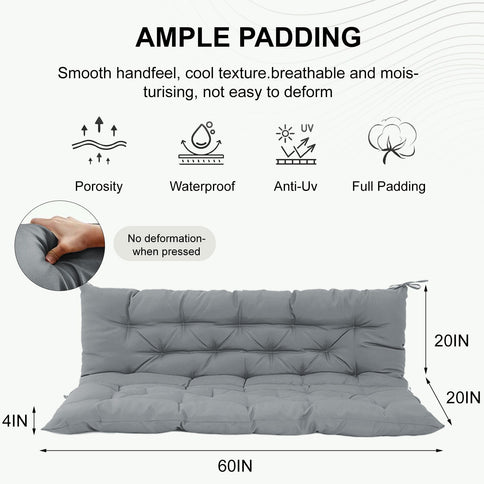 3 Seater Outdoor Porch Swing Cushion With Backrest