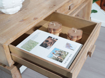 Rustic Wood Console Table With 3 Drawers Entryway Table For Hallway, Foyer, Or Office - Natural / Natural & Light Brown / Natural Wood / Natural Wood Wash / Natural / Rustic