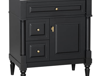 Modern Bathroom Vanity With Sink, Freestanding Cabinet With Flip Drawer & Adjustable Shelf