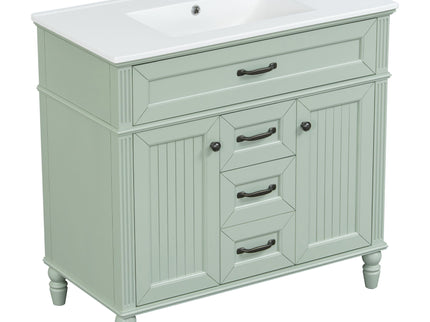 Bathroom Vanity With Sink, Flip-Out Top Drawer, Soft Close Doors, 2 Storage Drawers