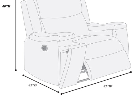 Manual Recliner With Hidden Cup Holder, Padded Seat And Backrest - Auburn