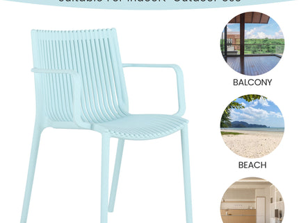 4 Piece Stackable Single Chairs With Vertical Stripe Design For All Weather