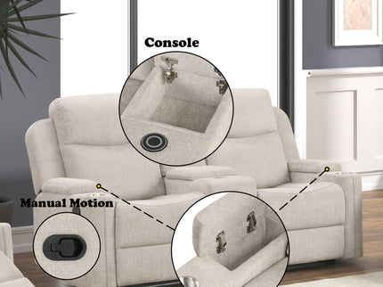 Galya - Motion Loveseat With Console - Light Gray