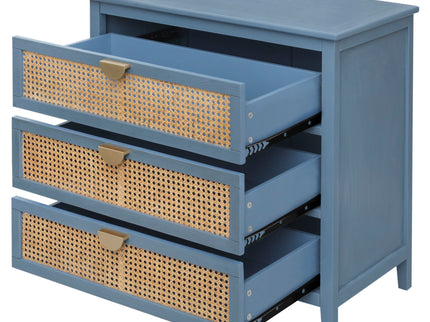 3 Drawer Cabinet, Natural Rattan, American Furniture
