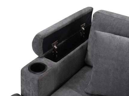U Shaped Sectional Sofa, Corner Living Room Couch With Built In Cup Holders, Storage, USB Ports