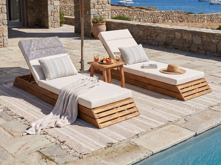 Chaise Lounge Set With 4 Fold Cushion And Built In Headrest