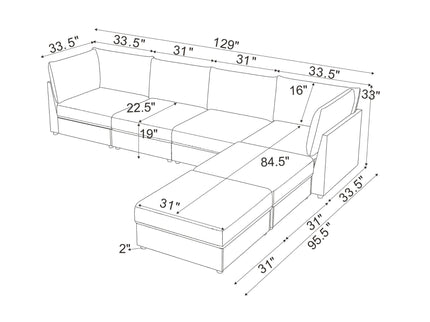 Modern Reversible Modular Sectional