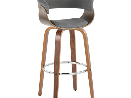 Vintage Mod - Mid Century Modern Fixed Height Barstool With Swivel With Round Footrest (Set of 2)