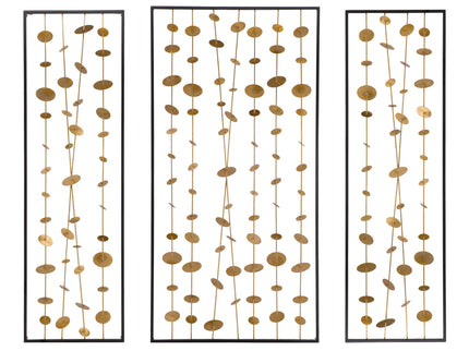 Metal Decorative Wall Art With Frame, Wall Decor For Living Room (Set of 3) - Gold