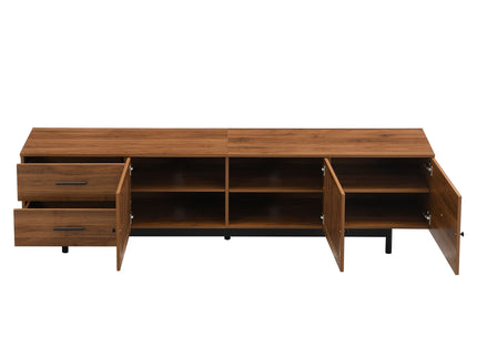 TV Stand, Media Console With 2 Drawers, Soft Closing Hinges, Adjustable Shelves - Walnut