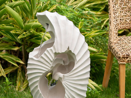 Abstract Water Fountain With Base With Light, For Indoor And Outdoor - White / Blue