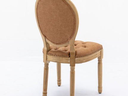 French Style Solid Wood Frame Antique Painting, Hand-Pulled Buckle Decoration Artificial Dining Chair With Nailhead Trim, Wood Legs