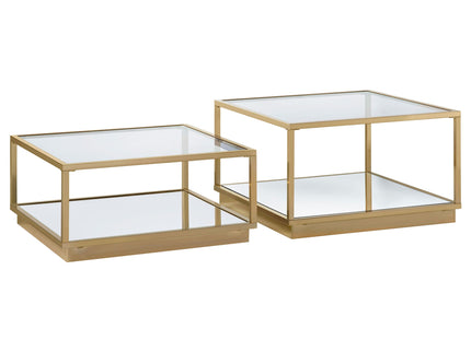 Emeline - 2 Piece Coffee Table Set - Brushed Brass