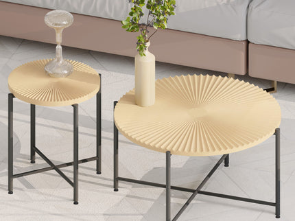 Radial - Pattern Coffee And End Table Set Waterproof Cover, Distressed Cylindrical Design (Set of 2)