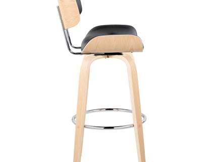 Lombardi - Mid Century Modern Fixed Height Barstool With Swivel With Round Footrest (Set of 2)