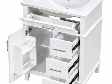 Modern Bathroom Vanity With Sink, Flip Drawer & 3 Drawers, Soft Close Hinges, Adjustable Shelf