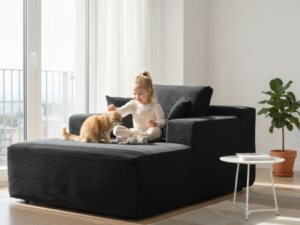 Convertible Chaise Lounge Chair With Wide Armrest & Throw Pillows