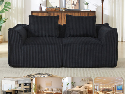 Minimalist Sofa With Curved Lines And Horn Shaped Throw Pillows