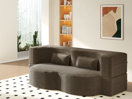 Modern Floor Sofa With 2 Pillows, Convertible Twin Size Folding Mattress For Living Room