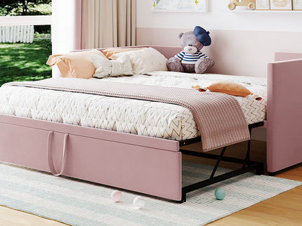 Twin Size Upholstered Daybed With Pop Up Trundle