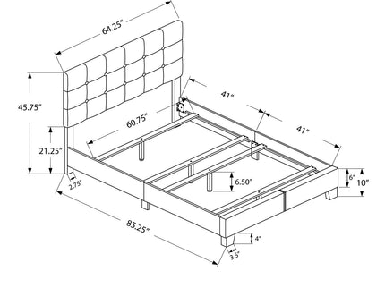 Bed, Upholstered, Frame Only, Transitional