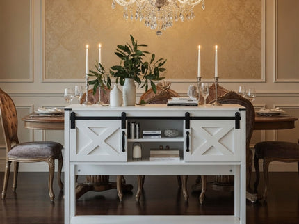 Farmhouse Entryway Table With Sliding Barn Door