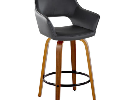 Mustang - Contemporary Fixed Height Counter Stool With Swivel With Round Footrest (Set of 2)