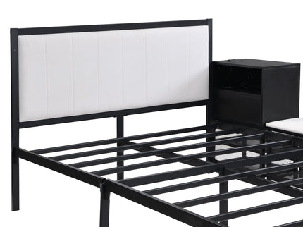 Platform Bed With 2 Tier Storage Shelves, Storage Cabinet