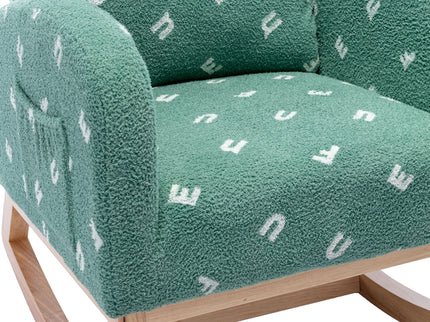 Modern Accent Rocker Armchair With Side Pocket, Upholstered High Back