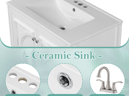 Double Sink Bathroom Vanity Set With Wall Mount Mirror Cabinet