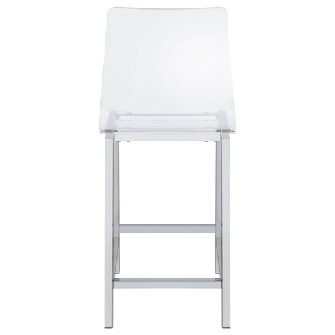 Counter Height Stools With Curved Back Design (Set of 2) - Clear
