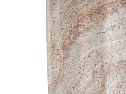 Outdoor / Indoor Lightweight Concrete Side Table, Cylinder Travertine Finish Accent Table - Beige