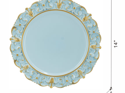 Plastic Charger Plate (Set of 6) - Blue / Gold