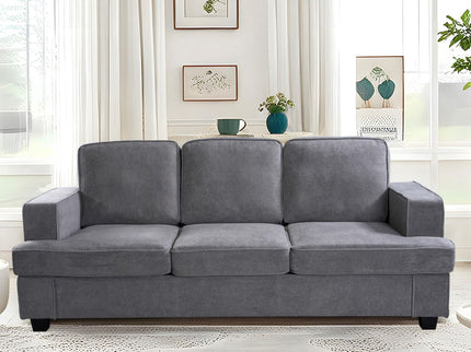 Modern Sofa, Comfortable 3 Seater Couch With Deep Seating, Loose Back Cushions, Wide Arms