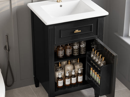 Bathroom Vanity With Sink, Adjustable Shelf, Tilt-Out Drawer