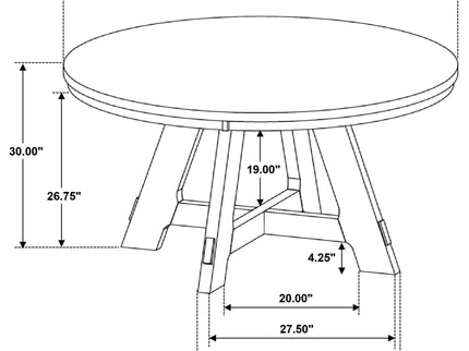 Kent - Round Dining Table - Brown Oak