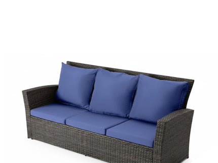 All-Weather Wicker 3 Seat Patio Sofa With Thick Cushions