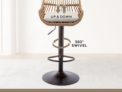 Modern Swivel Bar Stools Adjustable Counter Chairs With Footrest (Set of 2)
