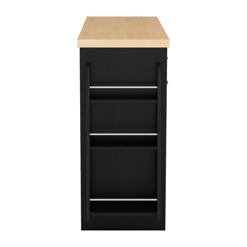 Kitchen Sideboard With Sliding Door Cabinet, 3 Tier Spice Rack