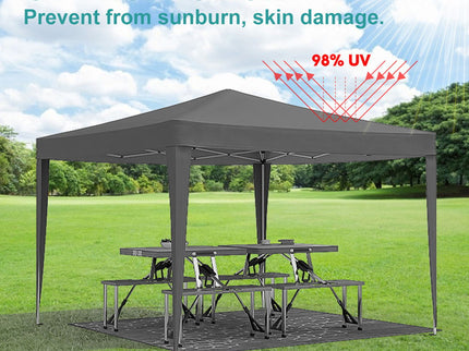 10'X10' Folding Canopy With 4 Removable Sidewalls Outdoor Event Shelter UPF 50+ Gazebo Portable Tents For Parties Beach Camping Wedding Ez Pop Up Canopy 4 Pieces Weight Bag + Carry Bag