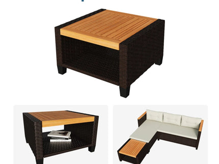L-Shaped Patio Set With Cushions And Storage Table